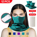 Neck Gaiter Scarf Face Cover Bandanas with Carbon Filter Green #color_Green