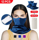 Neck Gaiter Scarf Face Cover Bandanas with Carbon Filter Blue