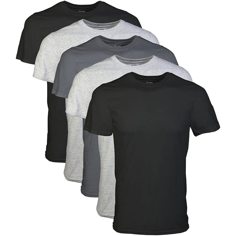 Gildan Men's Crew T-Shirt Multipack Assorted Black/Grey (5 Pack)