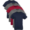 Gildan Men's Crew T-Shirt Multipack Navy/Charcoal/Red (5 Pack) #color_Navy/Charcoal/Red (5 Pack)