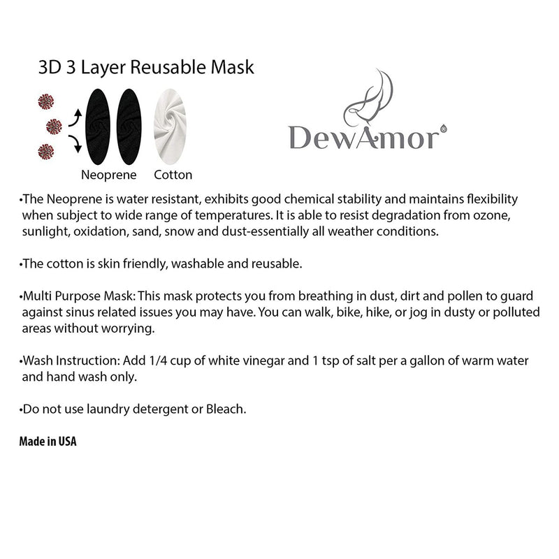 DewAmor Reusable Washable Neoprene Cotton Face Mask