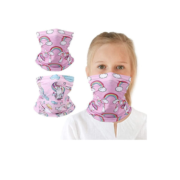 Kids UV Protection Face Cover Unicorn Rainbow Neck Gaiter