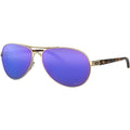 Oakley Feedback Sunglasses Polished Gold / Violet Iridium Polarized #color_Polished Gold / Violet Iridium Polarized