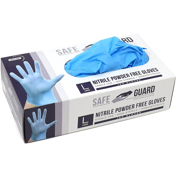 Safeguard Nitrile Disposable Gloves (Large, 100pcs) Blue #color_Blue